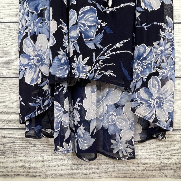 NWT R&M RICHARDS Navy Hi-Lo Belted Long Maxi Faux Wrap Dress Sz 6 - Picture 8 of 14